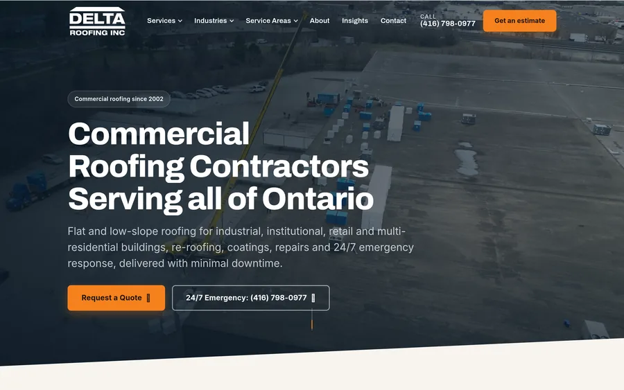 Delta Roofing website
