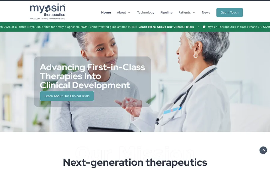 Myosin Therapeutics website
